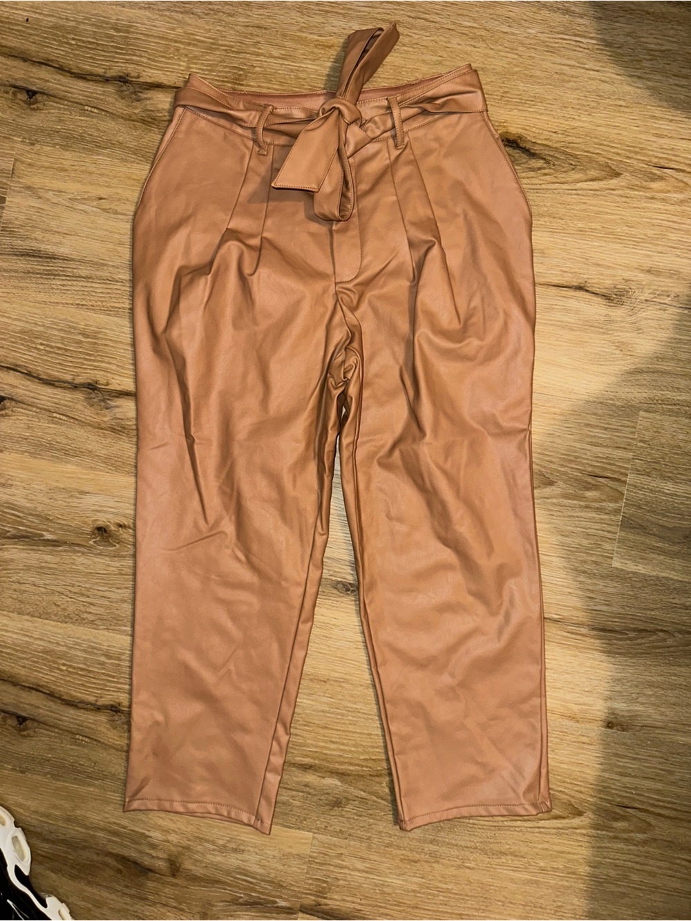 Express Faux Leather Pants Paperbag Waist